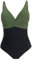 Laorchid einteiliger Badeanzug bademode v Ausschnitt Damen Badeanzug bauchweg Push up Bademode Swimsuit high Waist Schwimmanzug Dunkel Grün mit schwarz XL