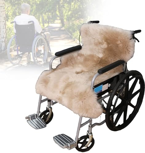 vanenferse Sitzkissen Lammfell Langhaar Sitzauflage, Geruchsarm, Bequemes Weiches Stuhl Stuhlkissen Rollstuhlauflage Sitzauflage Fürs Auto, In 45x45cm