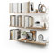 CASSA Wall Mounted Floating Book Shelves for Wall Set of 3, Shelf Bookshelf for Bedroom Living Room Office Bathroom Kitchen Rustic Wood with Metal Bracket (Natural White Large)