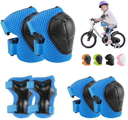 Juego de Protecciones Skate Niño 6 Piezas Conjuntos de Patinaje Set Infantiles Rodilleras con Muñequeras y Coderas Protecciones Niño para Bicicleta Patinaje Ciclismo Monopatín Deportes Extremos