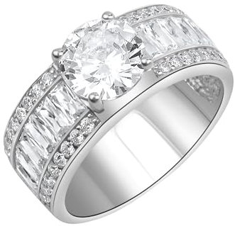 Zeeme Silber Damen Ring 925/- Sterling Silber Glänzend Zirkonia weiß 360272443