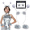 Luckeey Damen Alien Kostüm, Alien Haarreif mit Gesichtsaufkleber und Armbänder, Space Girl Kostüm Damen für Karneval, Halloween, Maskerade
