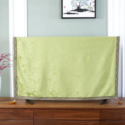 LUNCHS Creativa Funda TV con Borlas, Cubierta de TV con Borde Retro, Funda para Televisor de Tela Práctica Resistente Al Polvo(Verde,40-43 Inches)