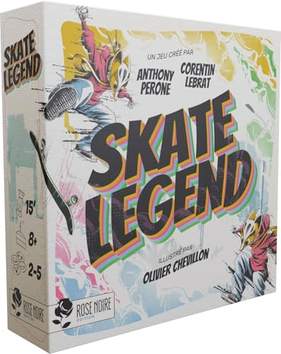 Asmodee - Skate Legend – Schwarze Rose Edition – Skateboard-Kartenspiel – Familie – Kinder ab 8 Jahren – Gesellschaftsspiel Stop oder Encore – 2 bis 5 Spieler – auf Französisch