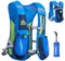 TRIWONDER Trinkrucksack 5.5L, Laufweste für Herren Damen, Ultraleicht Trail Rucksack Trinkweste mit Trinkblase oder Wasserflasche (Blau - mit 350ml Flasche, Einheitsgröße)