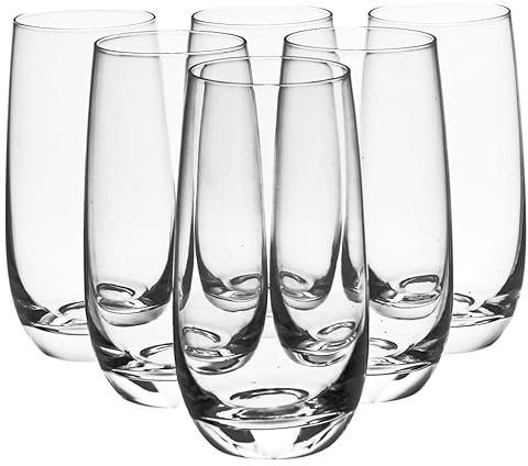 Queensway Home & Dining Set of 6 Highball Drinking Glasses 500ml – Tall Clear Glass Tumblers for Water, Juice, Cocktails, and More – Elegant & Durable Drinkware