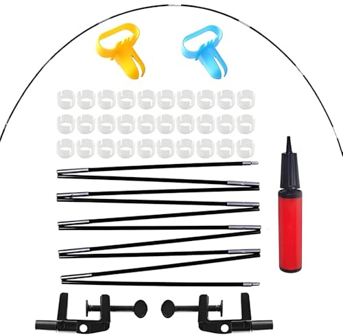 Reusable Balloon Arch Kit, 3.7M/12Ft Wide Adjustable Balloon Arch Stand Set, 30Pcs Balloon Clip, 2Pcs Tie Tool with Rotating Fixed Base for Weddings Graduations Birthdays Party Decorations