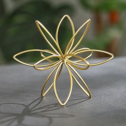 MOCOME 4.25 Gold Sphere Decor, Metal Handmade Floral Decorative Sculpture, Abstract Tabletop Decorative Ball for Home Metal Sphere Decor