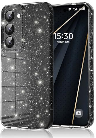 Eherui Handyhülle für Samsung Galaxy S23 5G Glitzer, Silikon TPU Anti-Fingerabdruck Hülle,Stoßfeste Schutz Case Dünn Kratzfest und Schutzhülle für Samsung S23,Schwarz
