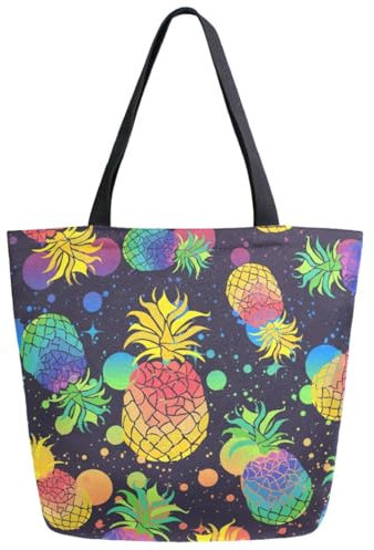 Reisetasche Bunte Ananas Bespritzt Blume Umhängetasche Wasserdicht Badetasche Großer Kapazität Shopper Tasche Für Fitnessstudio Einkaufen Sport
