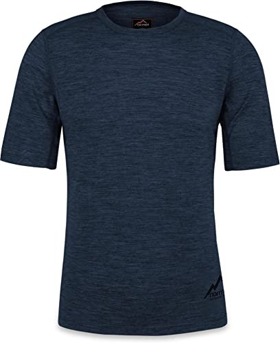 Herren Merino T-Shirt Short Sleeve Kurzarm Oberteil Funktionsoberteil 100% Merinowolle Thermounterwäsche Baselayer Farbe Navy Größe L/52