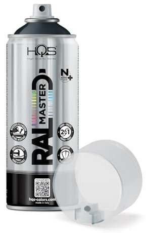 HQS RAL MASTER Bombe de peinture en aérosol 400 ml Nitro Couleurs Ral (1, Ral 7021 Gris Foncé Brillant)