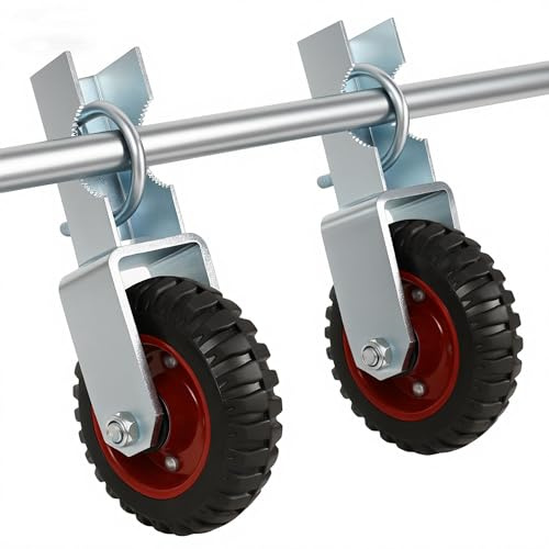 6 inch Gate Wheel for Wooden Gates, 2 Pack Farm Heavy Duty Castor Wheels 150mm with U-shaped Screws Suitable for 3.8cm to 5.8cm Round Gate Pipe Load Capacity 500 lbs