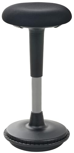 Beliani Taburete oscilante de Oficina de Tela con Estructura metálica Altura Ajustable Asiento ergonómico Negro Estell