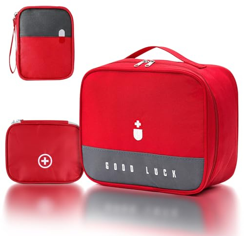 3 stk Medikamententasche,ReiseapothekeTasche,Große Kapazität Wasserdichte Medizin Aufbewahrungstasche,Notfalltasche Leer Erste Hilfe TascheTragbar Medikament Tasche für Reisen Home,Office,Outdoor(Rot)