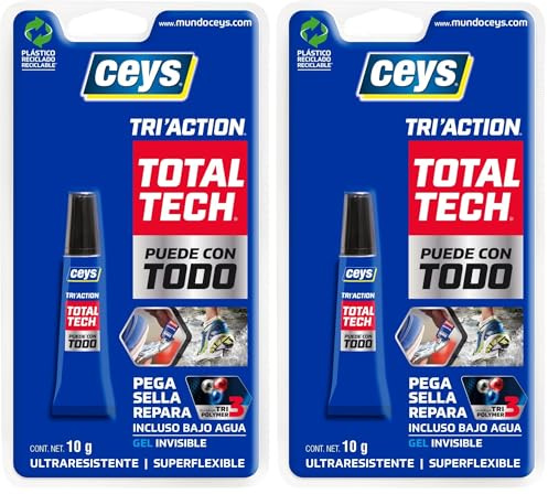 Ceys - TOTAL TECH TRI'ACTION - Pegamento que puede con todo - Blister 20G (Paquete de 2)