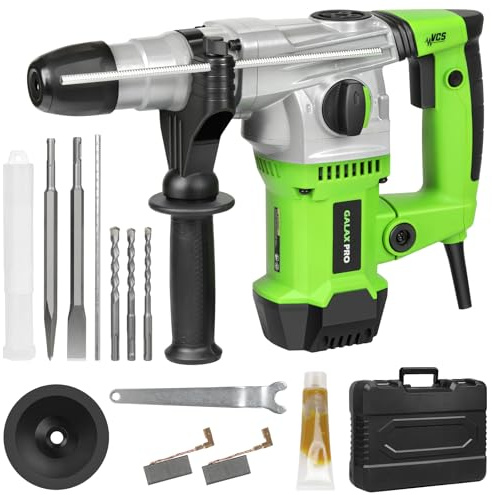 GALAX PRO 1500W Marteau Perforateur,4 Fonctions, SDS-Plus,6J | 0-4000 tr/min, Anti-vibration,Poignée Réglable à 360°, Capacité de Perçage: pour métal/bois/brique