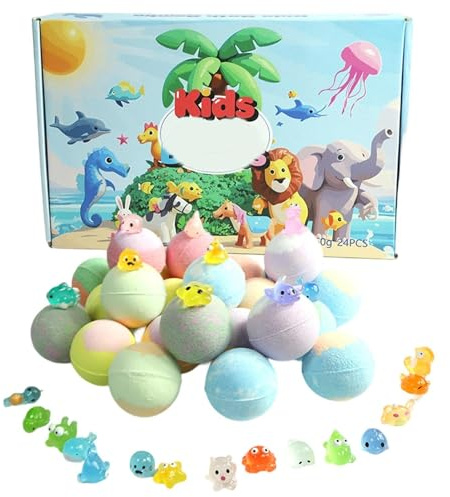 Boule de Bain Moussante - Lot de 24 Pièces Rafraîchissant - Bulles Parfumées avec Animaux - Pour Maison Voyage Filles Garçons Spa