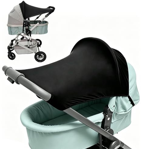 Universal Sonnensegel Kinderwagen UPF 50+, UV Schutz, Flexibles Verstellbarer Sonnenverdeck für Babywanne, Wasserdicht Markisen, Elastisch, Atmungsaktiv