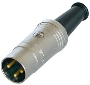 3 pin Din Plug Nickel Finish Gold Contacts with Rubber Boot