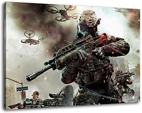 PrintArtGalery Call of Duty Format 60x40 cm Bild auf Leinwand, XXL riesige Bilder fertig gerahmt mit Keilrahmen, Kunstdruck auf Wandbild mit Rahmen