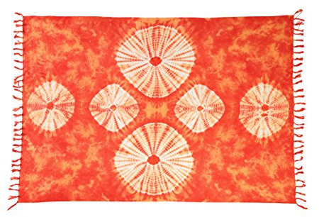 Ciffre Sarong Pareo Wickelrock Batik Dhoti Wickelrock Wickelkleid Orange + Schnalle