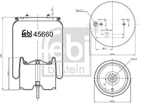 febi bilstein 45660 Luftfederbalg mit Stahlkolben und Kolbenstange, 1 Stück