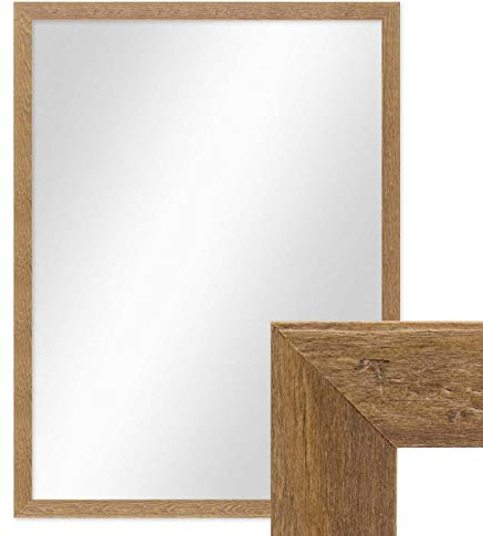 PHOTOLINI Wand-Spiegel 66x86 cm im Holzrahmen Strandhaus-Stil Eiche-Optik Rustikal/Spiegelfläche 60x80 cm