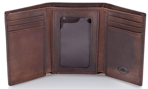Stealth Mode Portefeuille en Cuir à Trois Volets pour Homme avec Blocage RFID, Marron, One Size, Portefeuille en Cuir à Trois Volets pour Homme