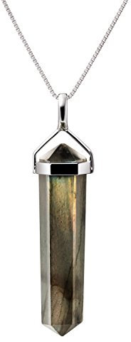 Franki Baker labradorite et argent sterling double point Pendentif Collier 45 cms.