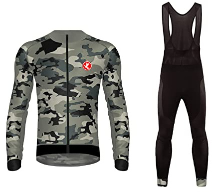 UGLY FROG UFDS37 Radfahren Cycling Jersey Radtrikot Pro Team MTB Thermal Langarm Radjacke+ Lange Hose mit Gel PAD Langarm Winter with Fleece Bike Set Style-Update (Zwei Stücke)