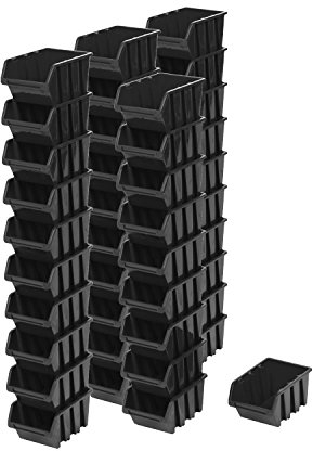 myBoxshop 40 Stück Stapelbox 1,5 Liter IN BOX Sichtlagerkästen Lagerkiste Regalbox 19,5 x 12 x 9 cm, Schwarz, Kunststoff