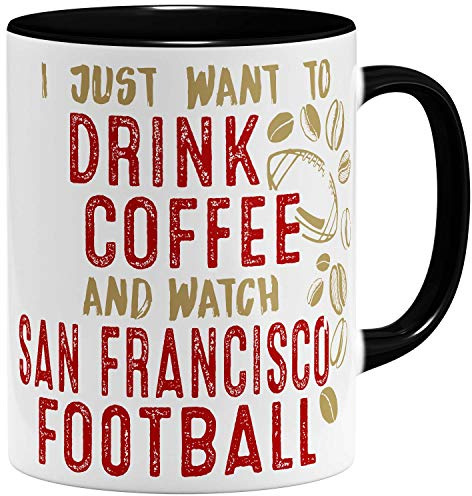 OM3® - San-Francisco-Coffee - Tasse - Keramik Becher - American Football Mug - 11oz 325ml - Beidseitig Bedruckt - Schwarz