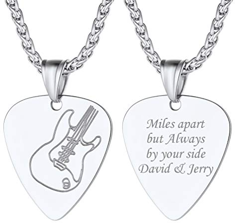 PROSTEEL Gitarre Plektrum Kette Edelstahl personalisiert Gitarren Pick Anhänger Halskette 60cm für Männer Frauen Jungen Hip Hop Rocker Plektron Musiker Schmuck für Musikliebhaber