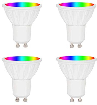 BAOMING Smart Glühbirne GU10, 5 W Led Lamp App dimmbar, Wi-Fi Smart Bulbs RGB Warmweiß 2700K, kompatibel mit Alexa, Google Assistant, Abstrahlwinkel 38 Grad, 4er
