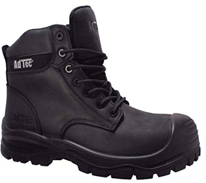 Ad Tec Stivali da lavoro compositi da uomo, stivali di sicurezza in pelle di cavallo pazzo impermeabile, scarpe industriali e da costruzione resistenti durevoli, Nero, 11 US