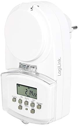 LogiLink ET0008 ET0008-Digitale Zeitschaltuhr, IP44 zum Schutz gegen Spritzwasser und das Eindringen von Fremdkörpern >1 mm, Outdoor