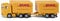 siku 1694, LKW mit Anhänger DHL, Metall/Kunststoff, Gelb, Heckklappen zum Öffnen, Abnehmbarer Anhänger