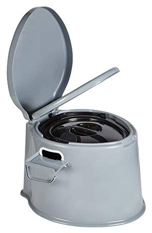 ZENO Camping Toilet 5L | Portable Toilets for Adults | Large Lightweight Compact Portable Toilet | Potty Loo with Seat, Lid, Handles, Paper Roll Holder, Washable Basket | Outdoor Portable Toilet