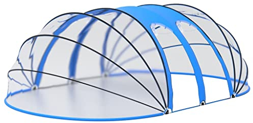 vidaXL Pooldach Pavillion Zelt Gartenpavillion Überdachung Gartendach Cabrio Dome Poolüberdachung für Aufstellpool Oval 620x410x210cm