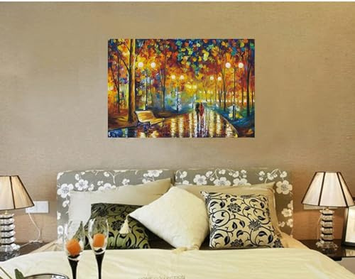 AMCJJ Jigsaw Puzzles for Adults 1000 Pieces,Wooden Puzzles 29.5 x 19.7 in,Rainy Night Walk