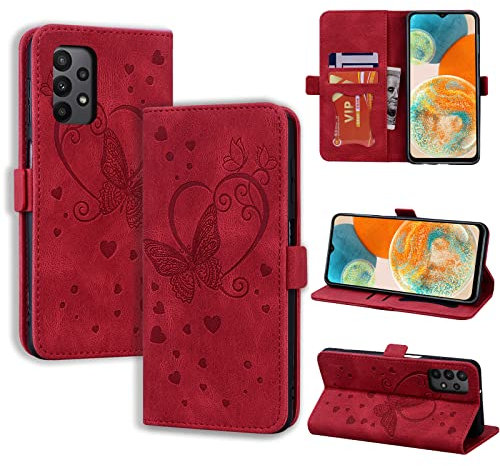 CASAFUNY Coque Samsung Galaxy A23 5G / A23 4G Étui Antichoc Étui Housse Protection en Cuir Magnétique Flip Case Portefeuille Etui en Protecion pour Samsung Galaxy A23 5G/A23 4G/M23 5G, Rouge