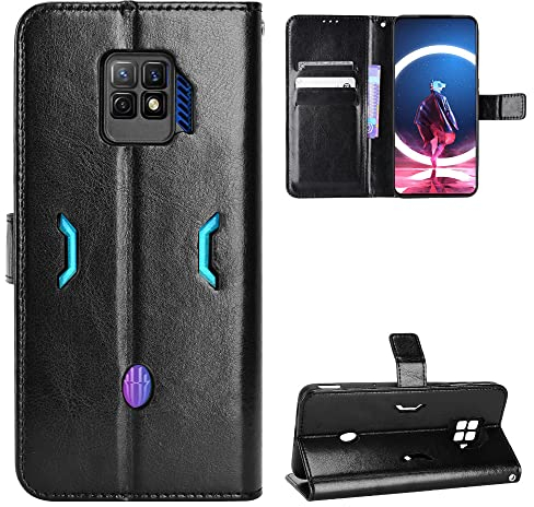 ZTE Nubia Red Magic 7 Pro Hülle [Brieftasche] [Klammerfunktion] [Kartenfächer] [Magnetic Flip Cover] Kompatibel mit ZTE Nubia Red Magic 7 Pro Smartphone(Schwarz)