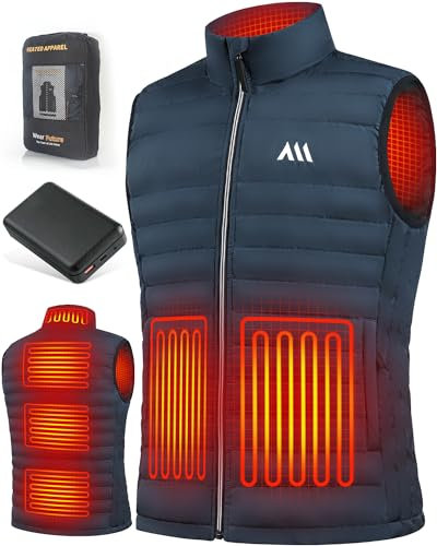 SowYee Gilet Chauffant Électrique Avec Batterie 20000mAh Veste Chauffante homme Sans Manche ultraléger 6 Zones réchauffeurs (FR/ES, Alpha/lettres, TG, Taille normale, Taille normale)