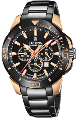 Festina Herren Analog Quarz Uhr mit Edelstahl Armband F20645/1