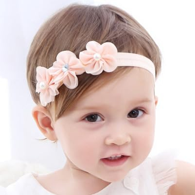 Fashband Baby Mädchen Floral Stirnbänder Weiches Niedliches Rosa Haarband für Neugeborene Säuglinge Kleinkinder und Kinder als Party Hochzeit Fotografie Haar Accessoires