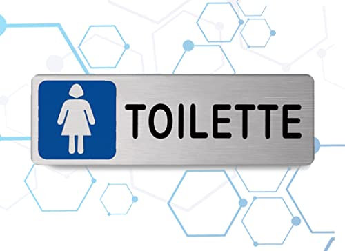 Nitek Targa toilette donna in Alluminio Satinato 150mm x 50mm - Targhette Autoadesive | Stickers, Klebeetikett | Impermeabili Lavabili, ufficio, pub