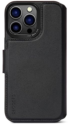 Decoded Premium Klapphülle - iPhone 14 Pro Max - Getestet von Apple - Mit Kartenhalter - Europäisches Leder - Stoßdämpfend - Handyhülle - Schutzhülle - Rundumschutz - Handy Hülle – Schwarz