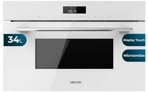 Cecotec Microondas Integrable 60cm Bolero Hexa MW703800 Glass White. 1450W, 34L de Capacidad, Función microondas, Modo Grill, Defrost, Auto Menú, Speed cooking, Electronic Timer