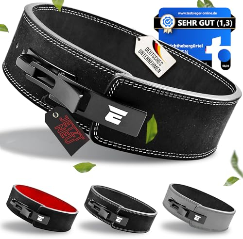 EVERLEVEN Premium Echtleder Gewichthebergürtel, Gewichthebergürtel für Herren und Damen, Weightlifting Belt, Fitness Gym Gürtel Bodybuilding Kraftsport Lifting Belt - Größe M/L